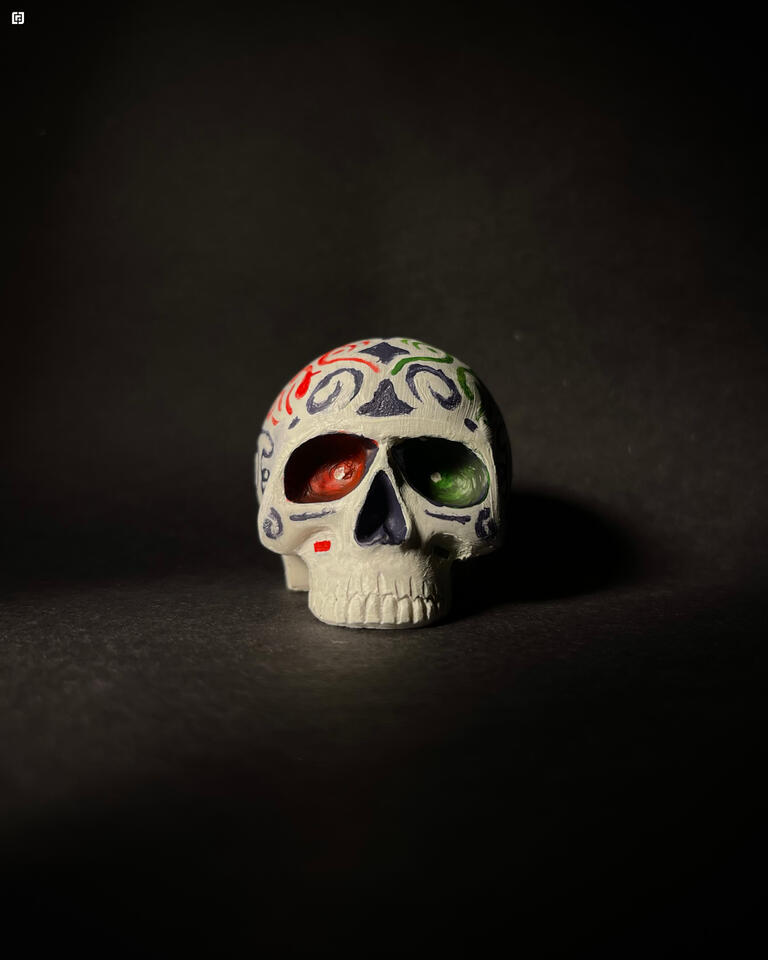 Painted Miniature Skull*, 2024 Acrylic on plaster